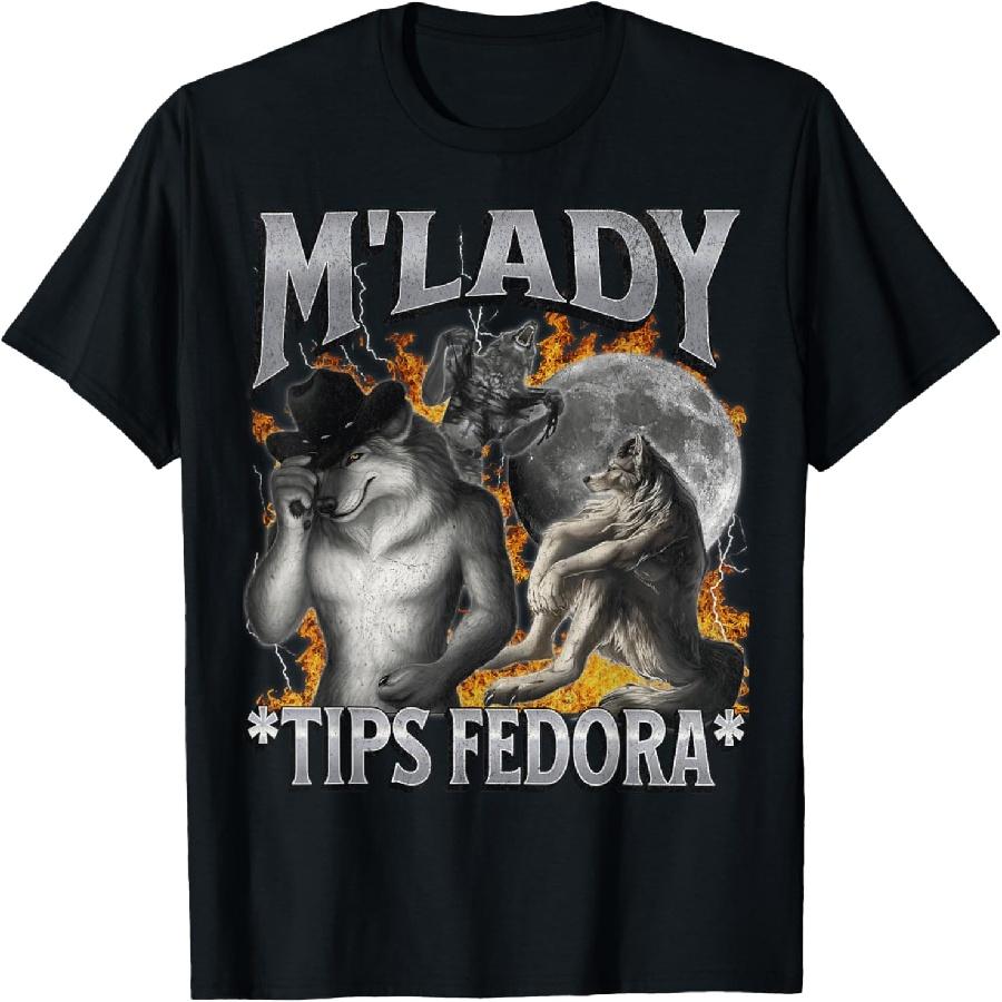 Футболка с мемом про оборотня M Lady Tips Fedora Funny Cringe Bootleg S