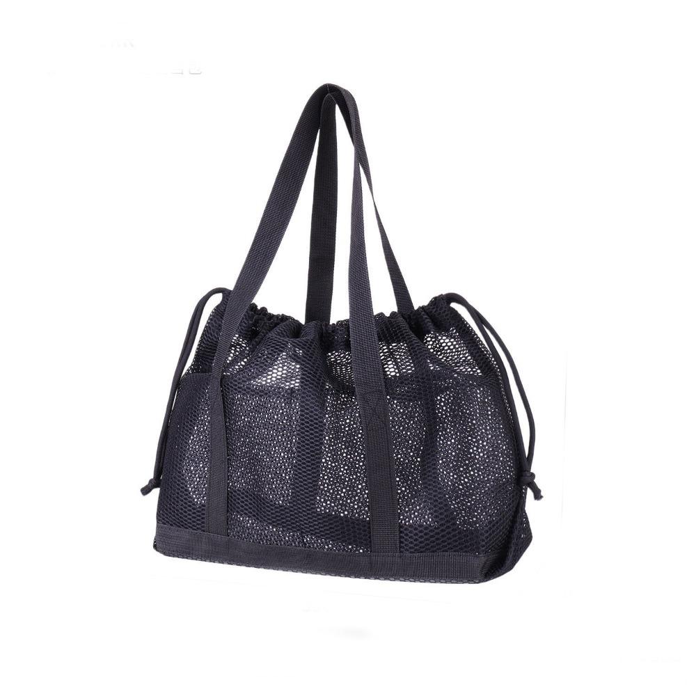 Foldable Mesh Beach Bag Drawstring Closure Large Capacity Toiletry Storage Bag Breathable Washable Toiletries Organizer Shopping