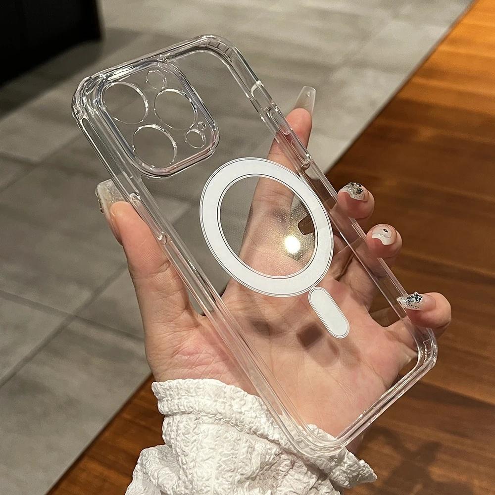 NEW MagSafe Wireless Transparent Charging Case for iPhone 11 12 13 14 15 16 17 17Air Pro Max Plus