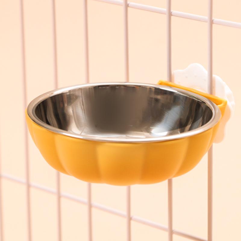 Hanging Stainless Steel Cat & Dog Anti-Spill Food/Water Bowl for Pet Cages