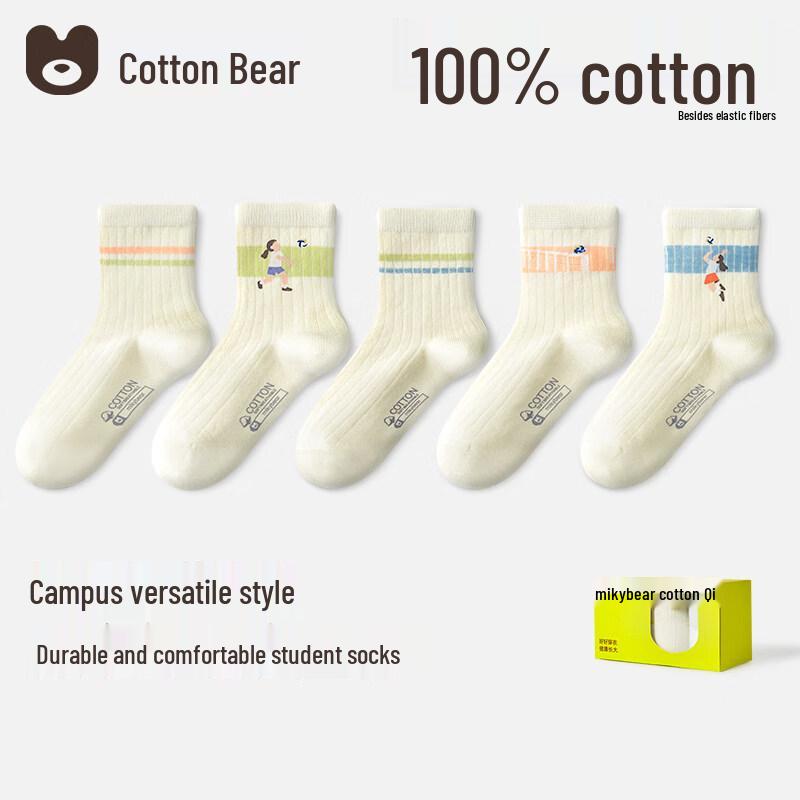 

Студенческие носки CottonQixiong для девочек из 100% хлопка с сетчатой ​​структурой Age 12-18 / Shoe 32-36