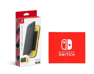 Original Nintendo Switch Lite Flip Cover Bildschirm Nintendo Switch Logo Design Mikrofaser (mit Protector) (Inklusive Tuch)