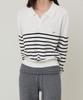 LMOOD WOMEN Cityal Cotton Stripe Rugby Knit White