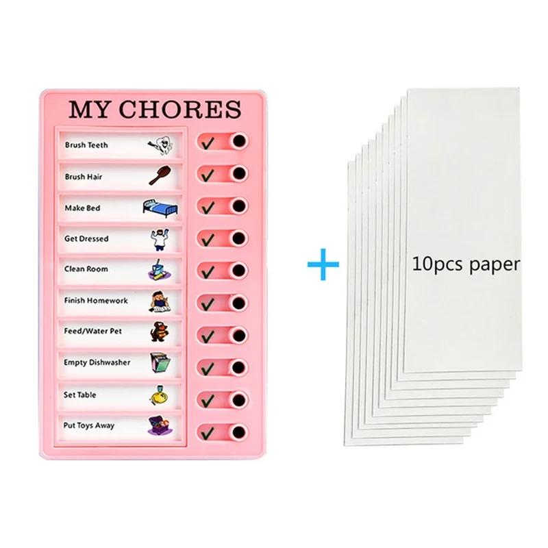 Reusable My Chores Checklist Daily Planner Memo Plastic Board Chore Chart Responsibility Behavior for Kid Self-discipline Card