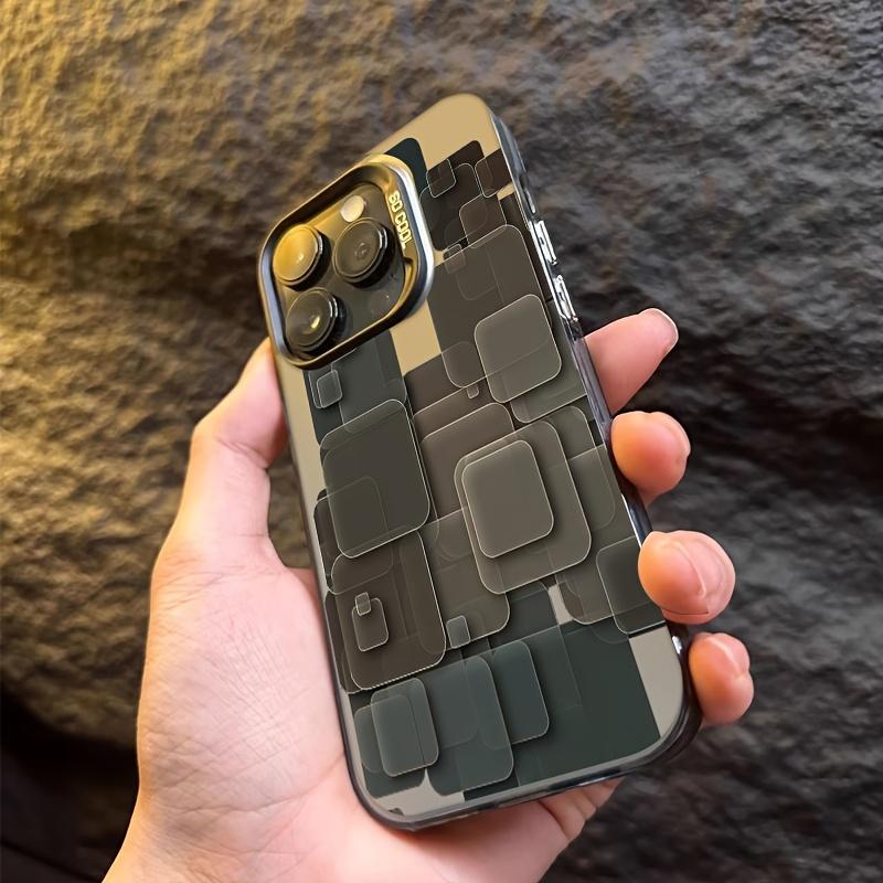 New geometric overlay pattern phone case for iPhone 16 15 14 13 12 11 Pro/ Max/Plus shock-proof rear cover anti-fingerprint