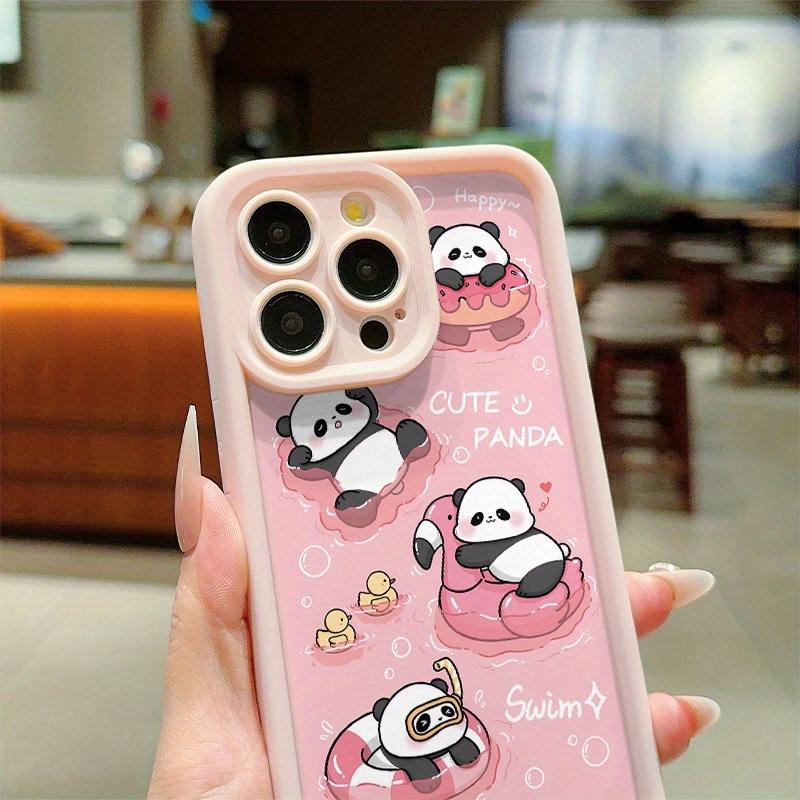Rosa süßes Panda-Print-Handyhülle geeignet für iPhone 17 16 15 14 13 12 11 Pro/ Max /Plus sturzsicher und stoßfest