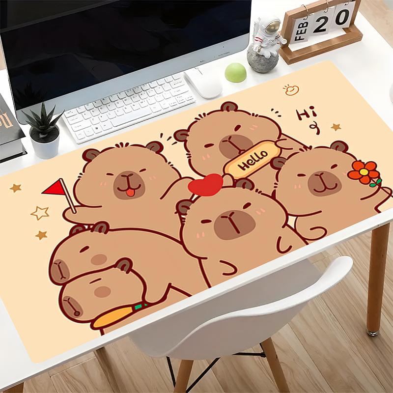 Mauspad Süßes Capybara Büro Schreibtischmatten Glatt Großes Gaming-Zubehör Verriegelte Kante Verschleißfeste Mousepads Spiel Laptop Schreibtischmatte