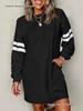 Striped Color Block Drop Shoulder Women's Casual Loose Pullover Dress for Autumn/Winter