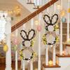 50*25cm Easter Bunny Wreath With Flowers, Bunny Shaped Pendant, Front Door Decoration