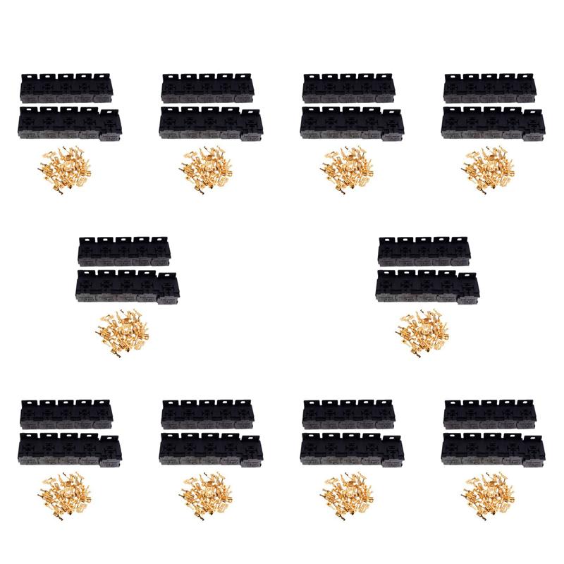 ABLZ-100X Car Auto 30A-80A Relay Bracket Terminal Case Holder Relay Base Holder 5 Pin Socket With 500Pcs 6.3Mm Terminals