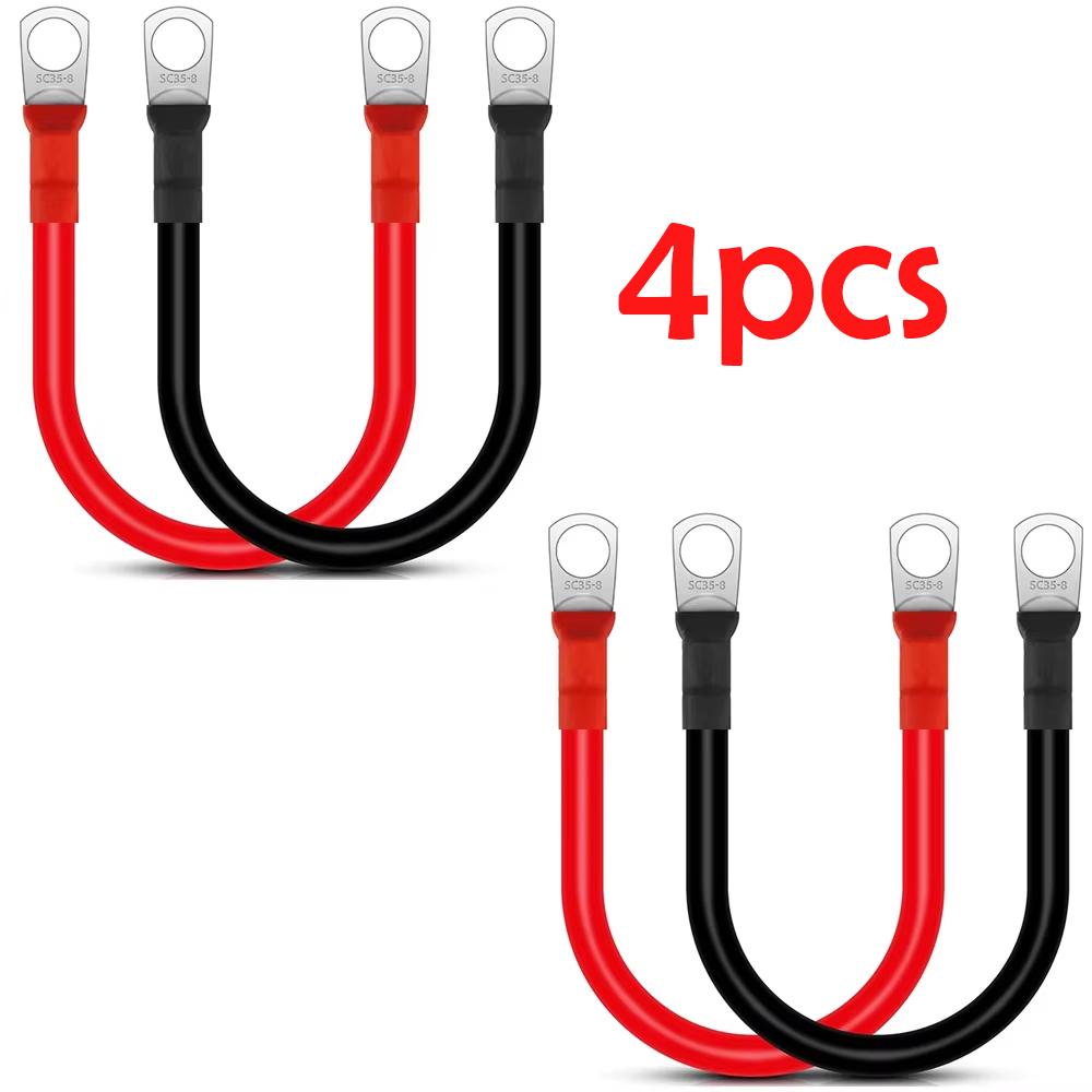 SC35-10 Battery Inverter Cable Set with Terminals 12V 2AWG Car Battery Connection Line Cable Stranded Copper Cord Red Black Wire