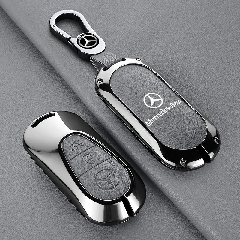 GLC GLB Zinc Alloy Leather Car Remote Key Case Fob Cover Chain For Mercedes Benz 2022 C S Class W206 W223 S350 C260 C300 S400 S