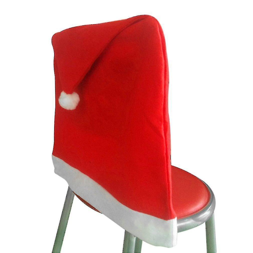 6pcs Christmas Chair Cover Santa Claus Cap Chaircase Red Hat Chair Covering