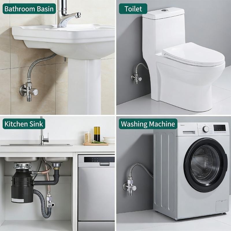 Water Shut Down Valves 1/2inch Turn Angle Stop Valves Plumbing Fitting for Hot/Cold Water Systems Easy to Install