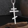 Juego de 3 colgantes de acero inoxidable con forma de cruz ortodoxa, collar de la Iglesia cristiana eterna Nica para hombres y mujeres, amuleto religioso de moda a juego