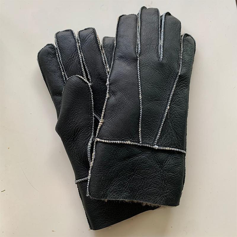 Genuine Sheepskin Gloves For Men Women Cold-Proof Windproof Winter Thick Warm Gloves Outdoor Cycling Glove