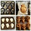 2PCS/1PC 6 Cavity 3D Skull Baking Cake Mold for Ice mold,Stainless Steel DIY Large Skull Cake Pan,Halloween Decor Birthday Party
