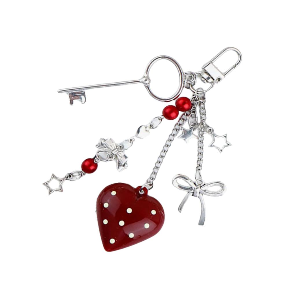 Stylish Love Heart Pendant Bowknot Keychain Accessory Stylish Key Holder for Women Sturdy Alloy Car Key Pendant