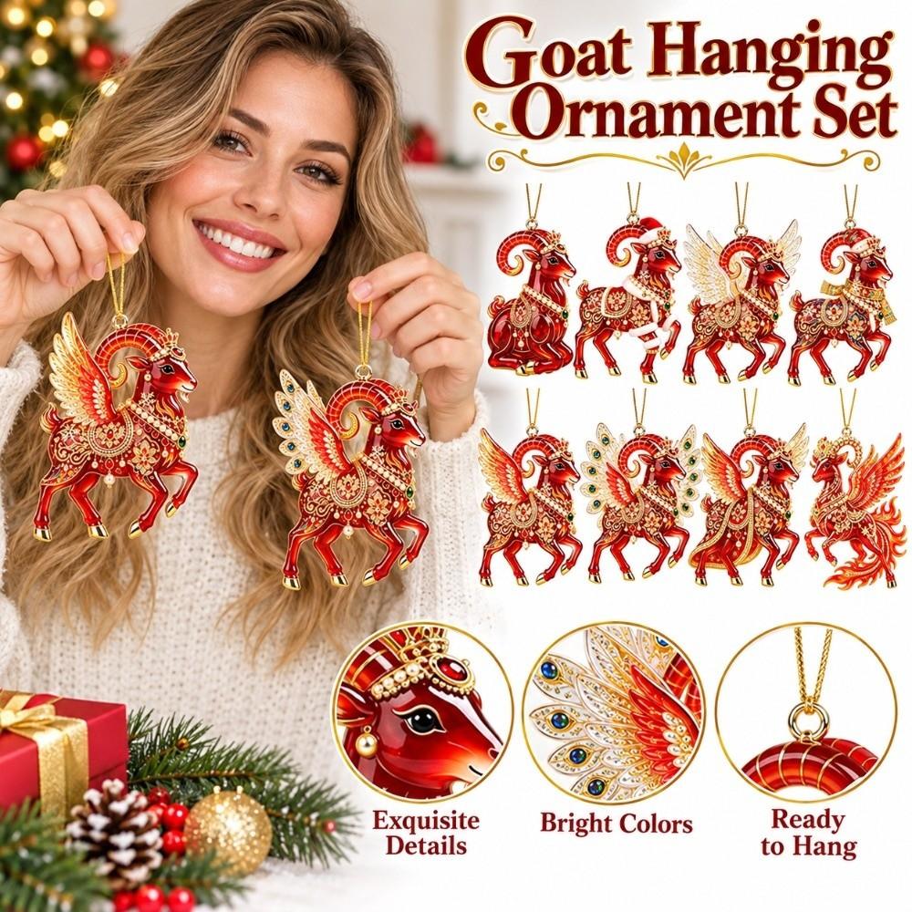 Acrylic Goat Pendant 2D Flat Christmas Tree Ornament New Zodiac Goat Souvenir  Holiday Party Decor