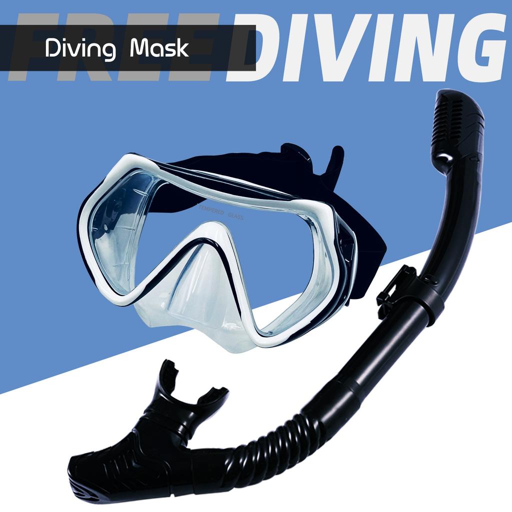 Dry Snorkel Set for Adults Youth Dry Top Snorkel Scuba Diving Mask with Nose Cover Anti-Fog 180° Wide View Mirrored Lens Snorkeling Gear for Men Women