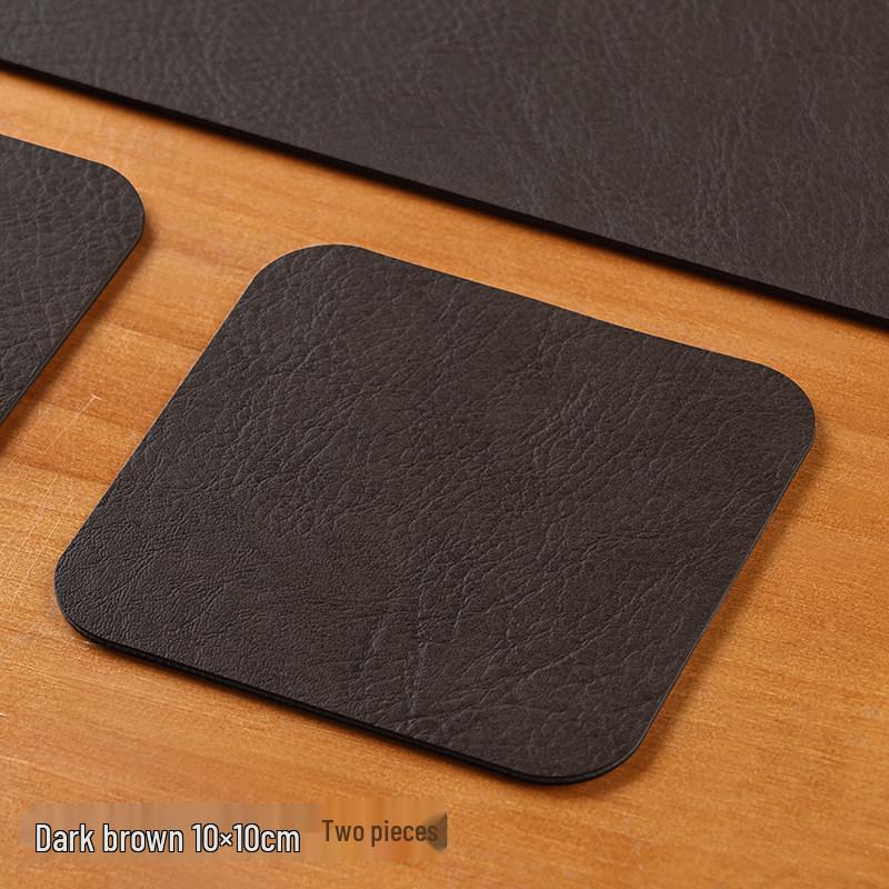 Chinese Style High-End Retro Leather Non-Slip Coaster for Water, Whiskey, and Tea Cups.