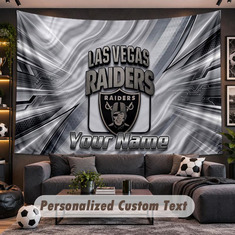 Wall Hanging Tapestry Custom NameLas Vegas Raiders Pattern Personalized Printed Fabric Wall Decor