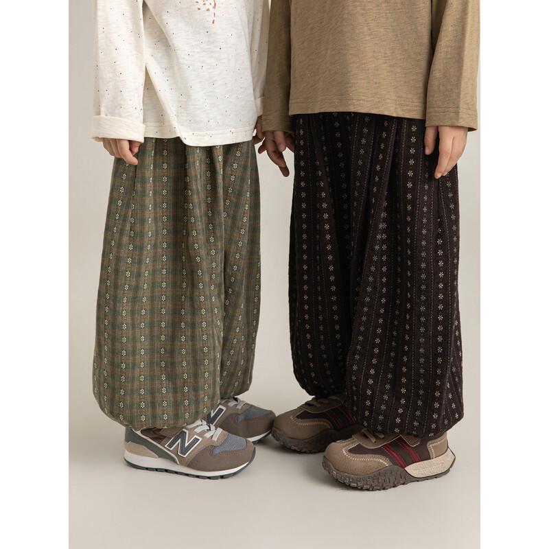 Yoyou Girls' 2026 Spring Ethnic Floral Print Cuffed Harem Pants