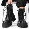 Zipper Chelsea Martin boots Men's heightening locomotive boots Autumn and winter high-top thick-soled velvet snow boots 7067