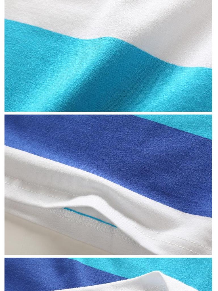 Boys' Korean Style Striped Long-Sleeve Polo Shirt with Turn-Down Collar (Sizes 100-170 cm) - Autumn & Spring Wear