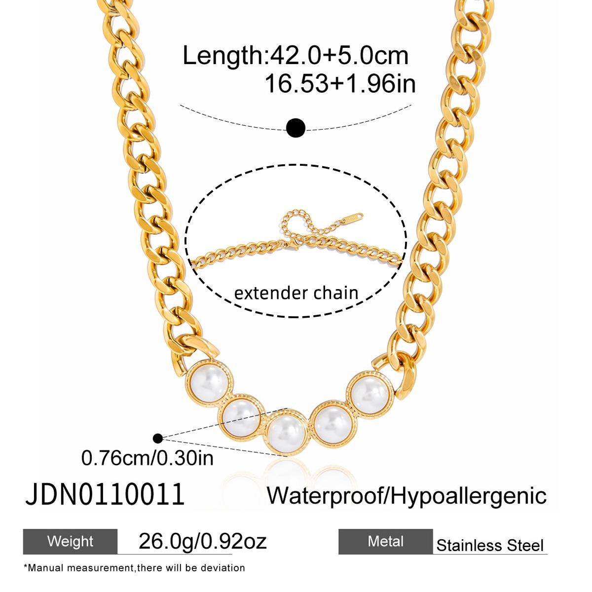 18K Gold Titanium Steel Resin Pearl Necklace Design Sense Niche Clavicle Chain Chest Chain Stainless Steel