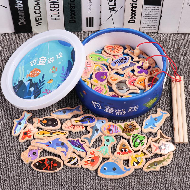 Magnetic Wooden Ocean Fishing Game for Kids - Educational Fun for Boys and Girls