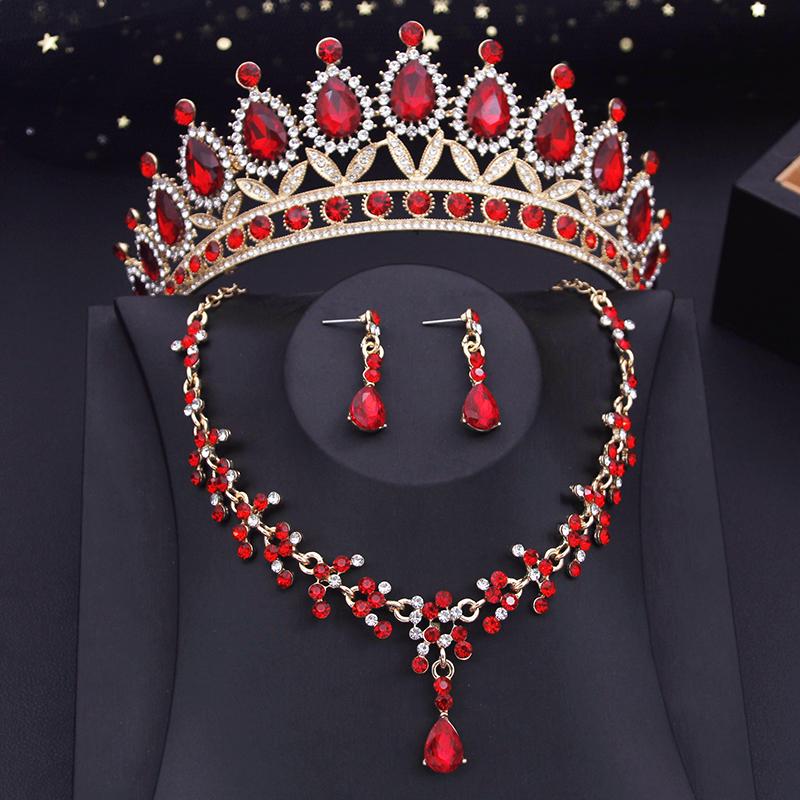 Princess Bridal Tiaras Jewelry Sets for Women Crown and Earring Necklace Set Birthday Party Wedding Jewelry Bride Accessories
