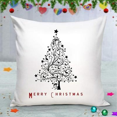 Satinkissen, bedruckter Kissenbezug „Merry Christmas“, 30,48 cm, mit Füllmaterial, Weihnachtsdekorationen für das Haus