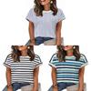 Casual Striped T Shirt For Women With Polyester Fabric Summer Comfort For Daily Wear