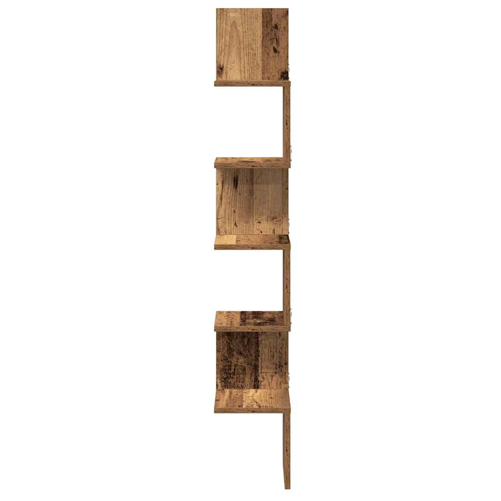 Creative design corner shelf, artistic wall mounted decorative storage rack, craft oak 20x20x127.5 cm material