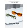 Oval small frame sunglasses, unisex design, trendy metal sunglasses