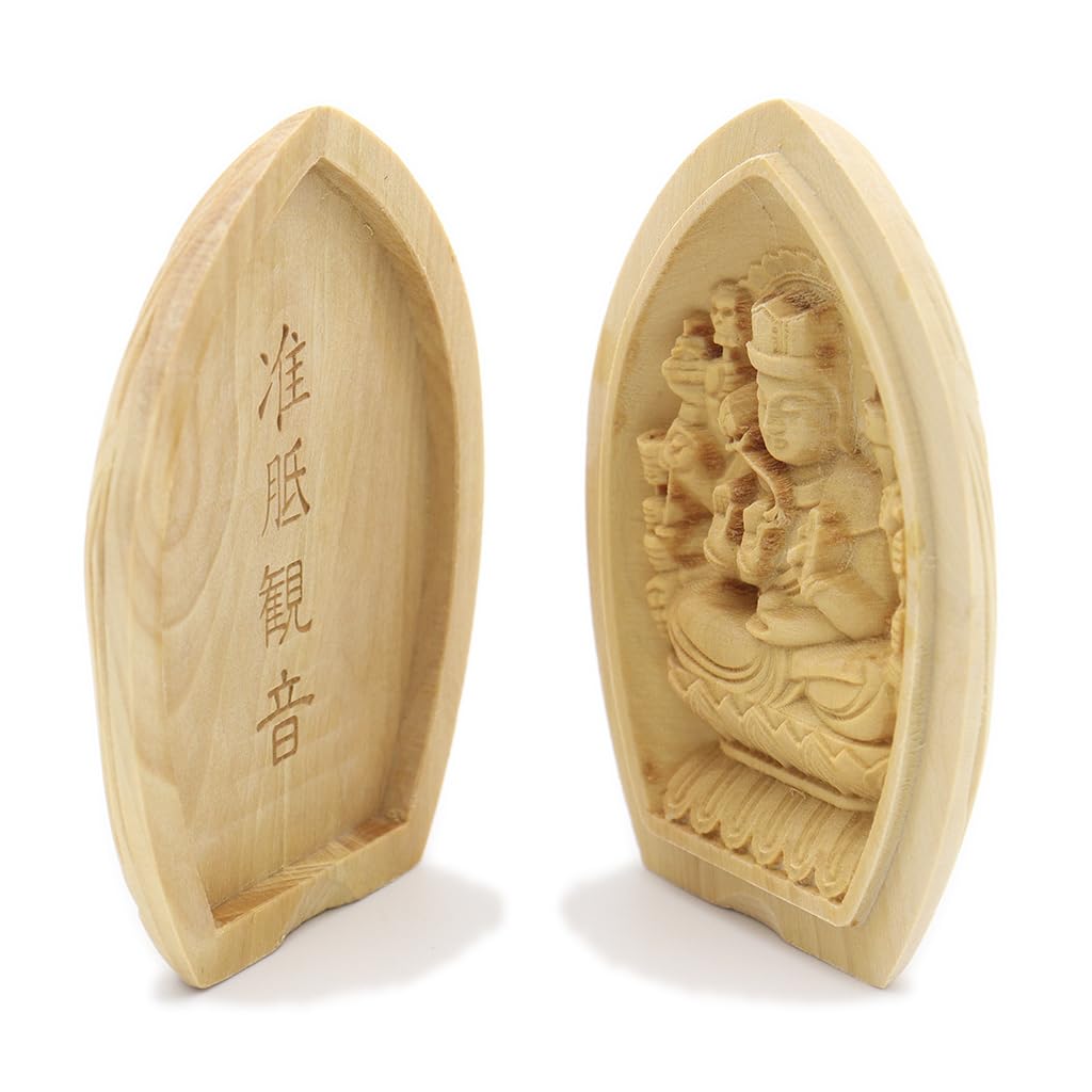 Special Buddhist Statue Juntei Kannon Incense Holder Buddha Guardian Deity for the Year of the Rat Width Boxwood Wood Carving 17569 Kurita's [Guardian