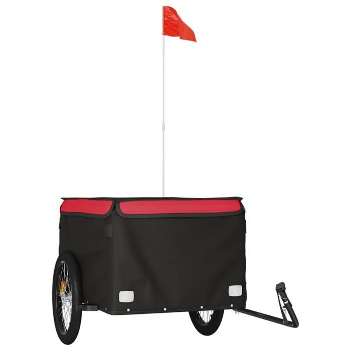 VidaXL Remorque de Vélo, Chariot de Transport avec Barre, Remorque de Bicyclette avec Drapeau Jardin Extérieur, Noir et 94090