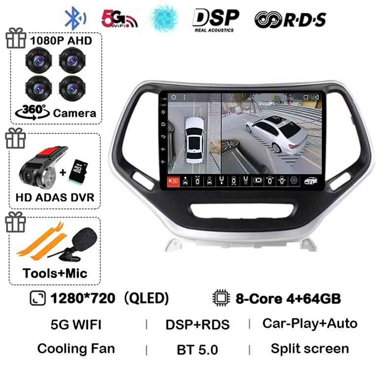 Android 14 Carplay Auto WIFI+4G Pentru Jeep Cherokee 5 KL 2014 2015 2016 2017 2018 GPS Radio Auto Multimedia Player Video Stereo