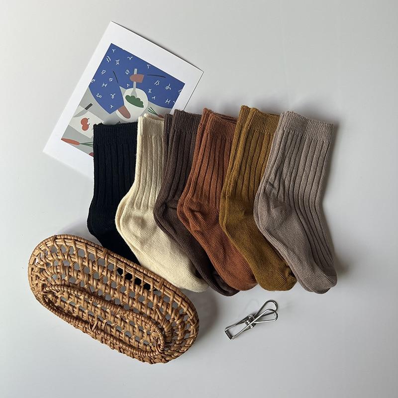 Kinder Schule Socke Mode Einfarbig Serie Gestreiften Waden Socke für Kleinkind Junge Mädchen Retro Frühling Herbst Baumwolle Kinder Socke