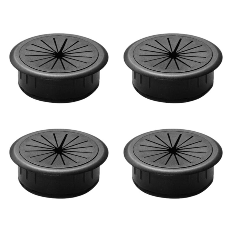 4Pcs Plastic Wire Hole Cover Outlet Port Table Computer PC Desk Round Cable Grommet Line Holder Cable Management