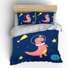 Pink dinosaur in space Pattern Duvet Cover Set Digital Print Colorful Polyester Bedding with Zipper Closur for kids gifts
