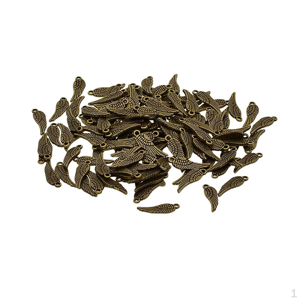 100 Pieces Bronze Angel Necklace Charms Pendant Jewelry Making
