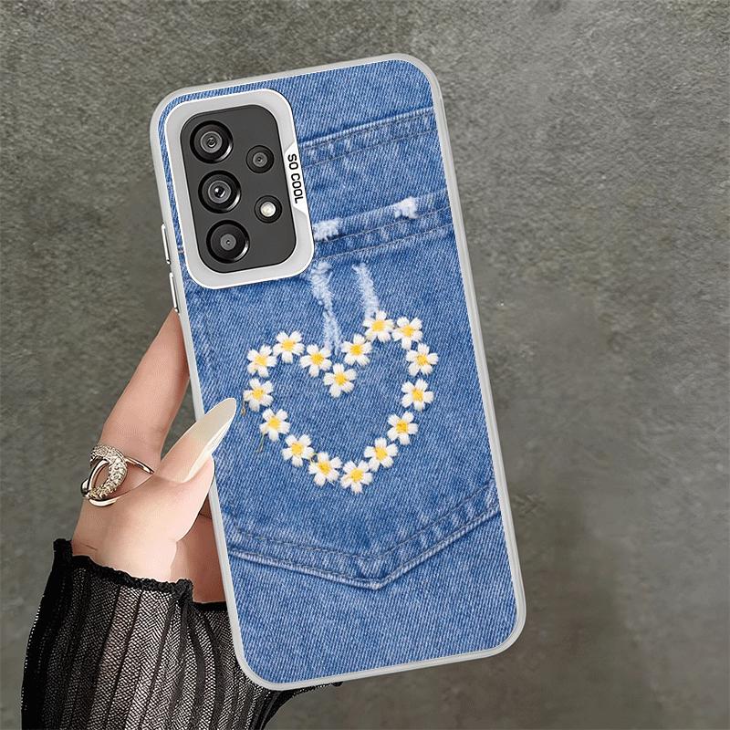 Retro Denim Pattern Soft Phone Case for Samsung A17 A16 A15 A14 A13 A57 A56 A55 A54 A53 A37 A36 A35 A34 A33 A26 A25 A24 A23 A52