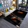 F1 Racing Area Rug, Formula 1 Orange Race Car Night Track Motion Speed Print, Motorsport Garage Decor, Non-Slip Mat