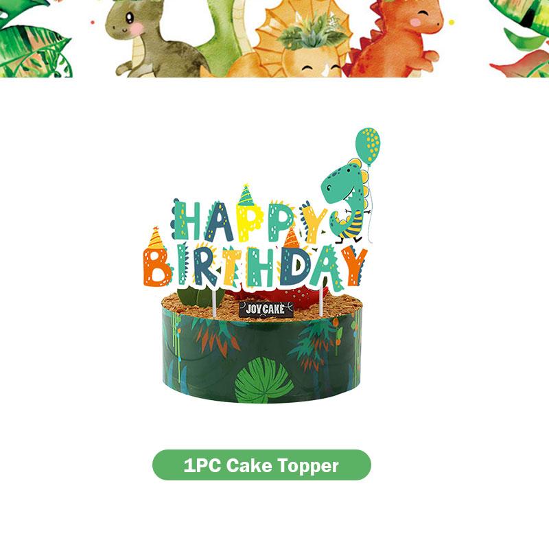 Dinosaur Birthday Decoration Party Supplies Set Cup Plate Tablecloth Dinosaur Balloons Happy Banner Cake Topper for Kids Favors
