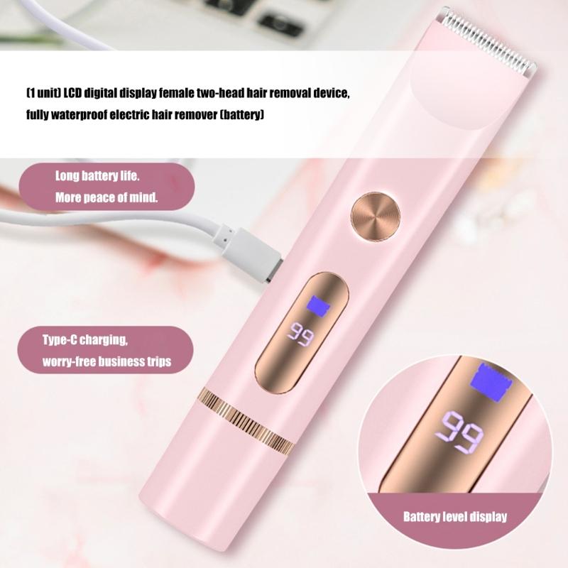 Women's Rechargeable Body Groomer Ceramic Heads LCD Screen Display Waterproof Design For Sensitive Skin Care
