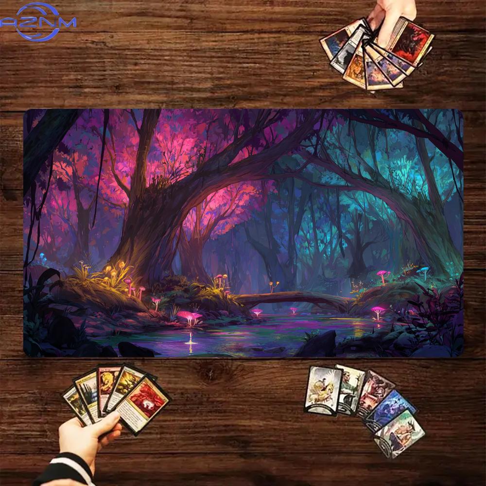 Forest Secret Realm Theme Mtg Playmat Magic Card Battle Mat 35x60cm Desk Mat Tapete Magic Mtg Nonslip Durable Stitched Edge