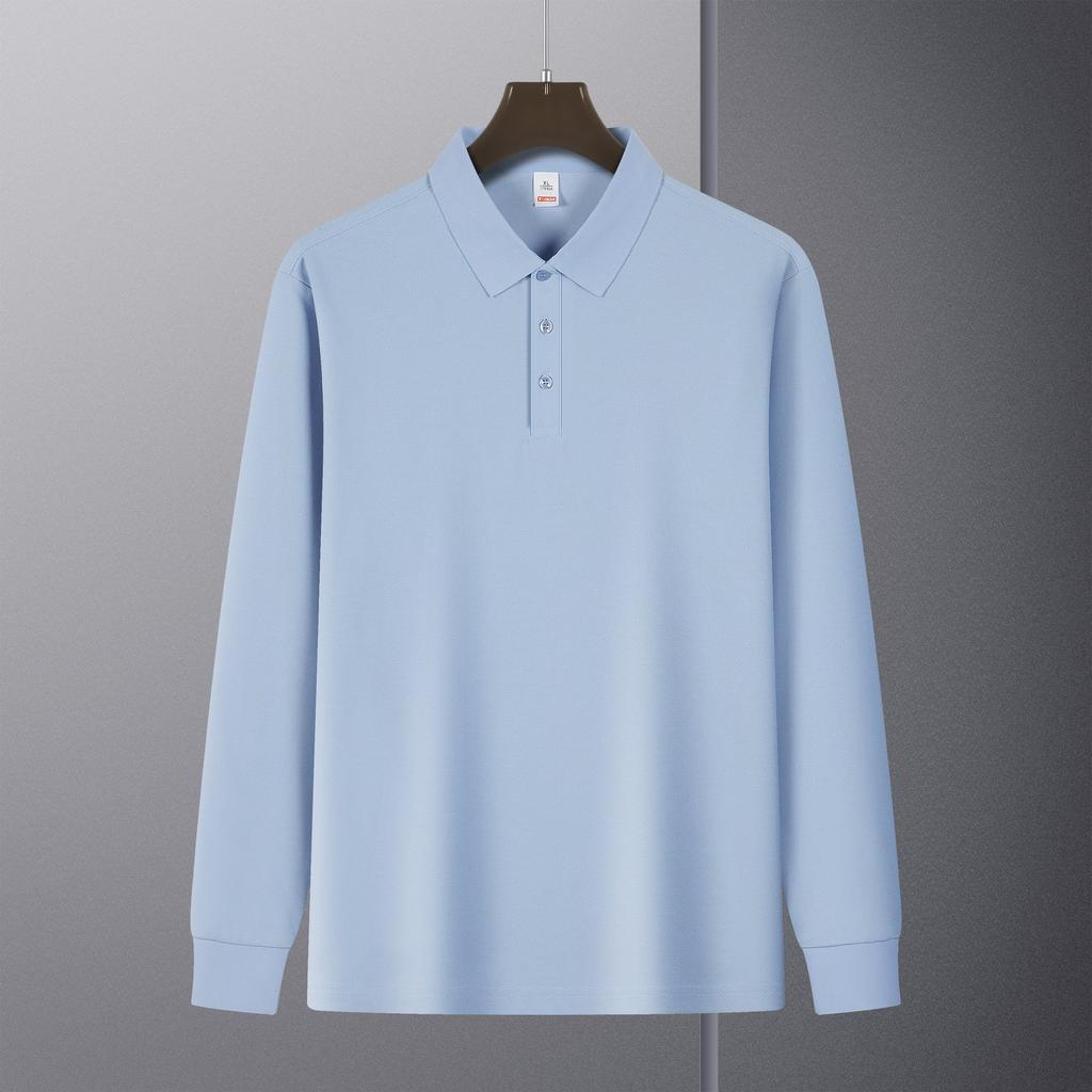 Lapel Long-sleeved POLO Shirt Men's Light Plate Long-sleeved T-shirt Middle-aged and Young Business Casual Long-sleeved Sweater Bottoming Shirt