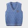Boys' Autumn V-Neck Sweater Vest - New Trendy Knitted Children's Wear for Fall and Winter.